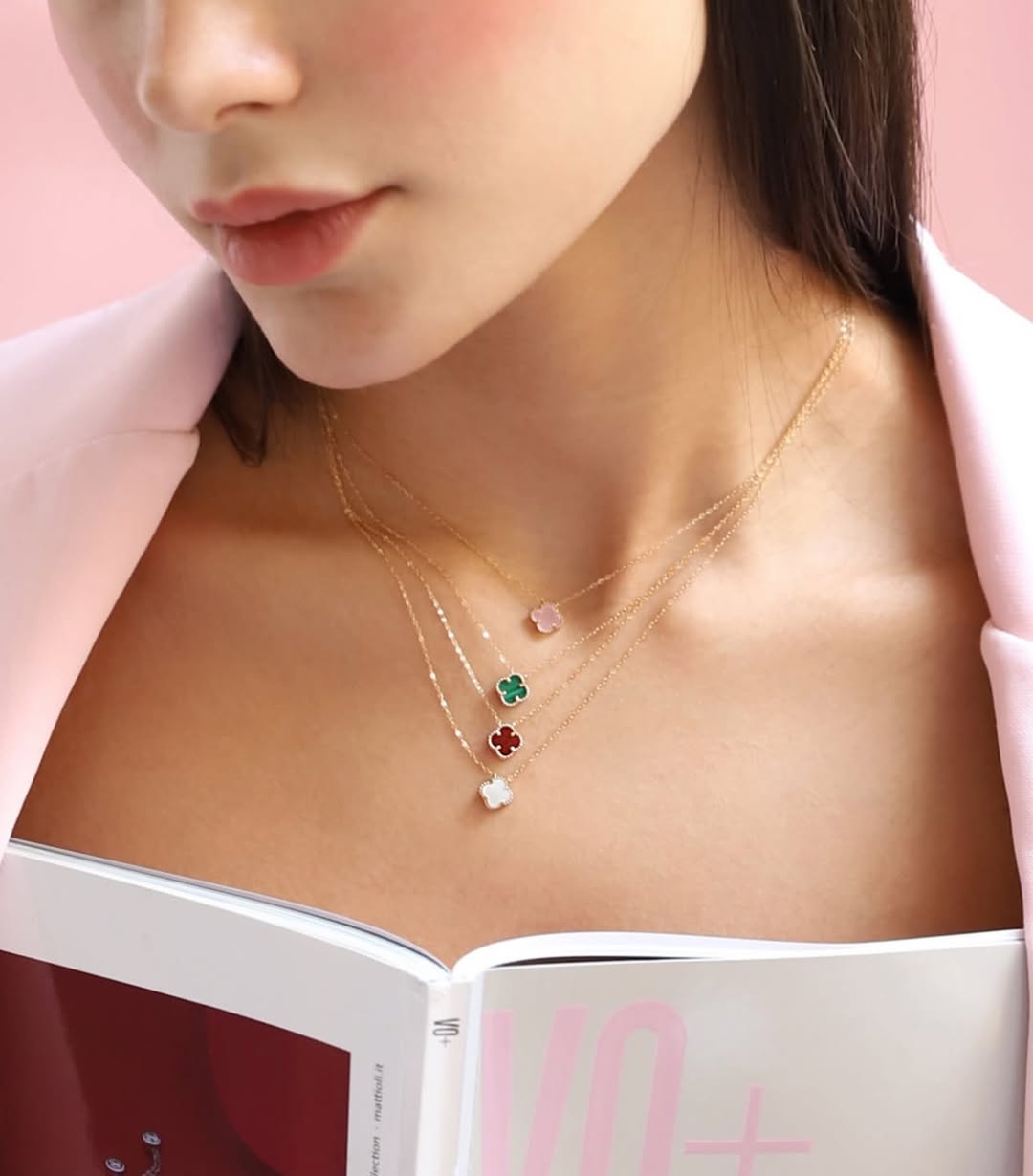 گردنبند مینیمال ون کلیف همراه دستبند